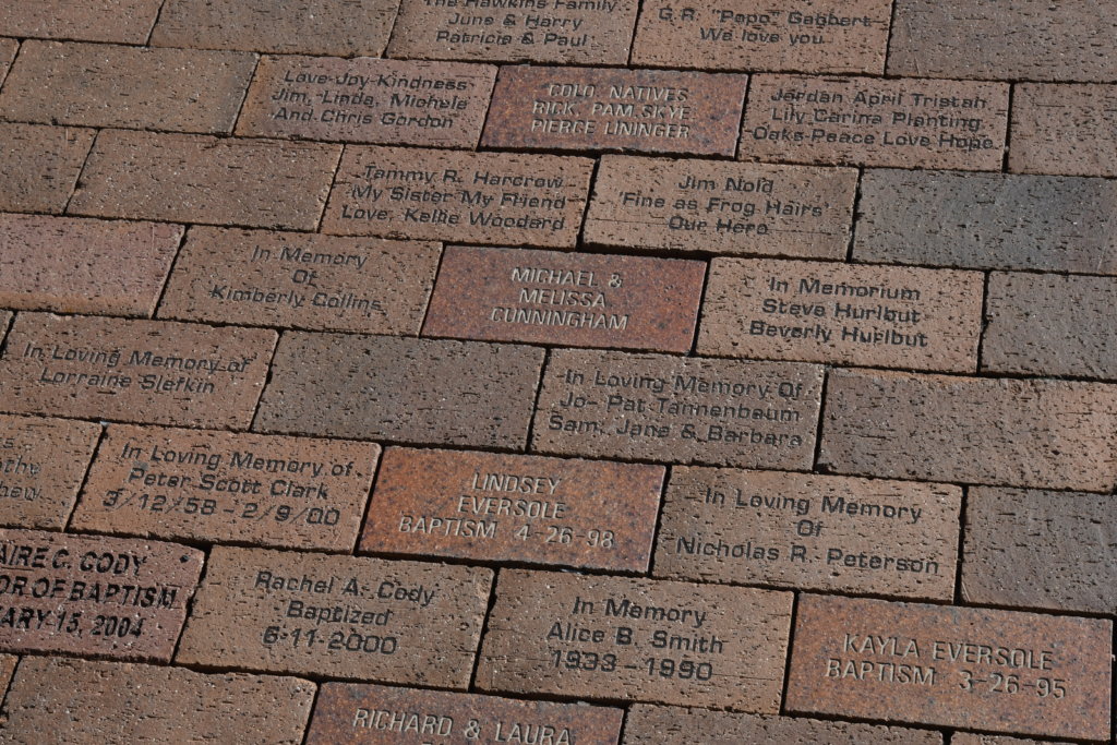 A series of commemorative bricks.