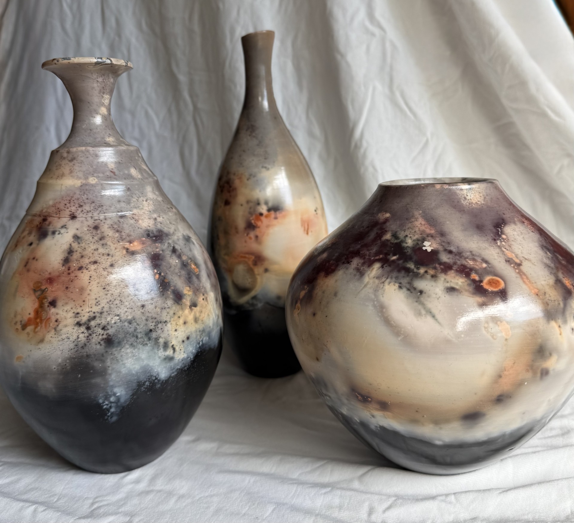 Three handmade vases