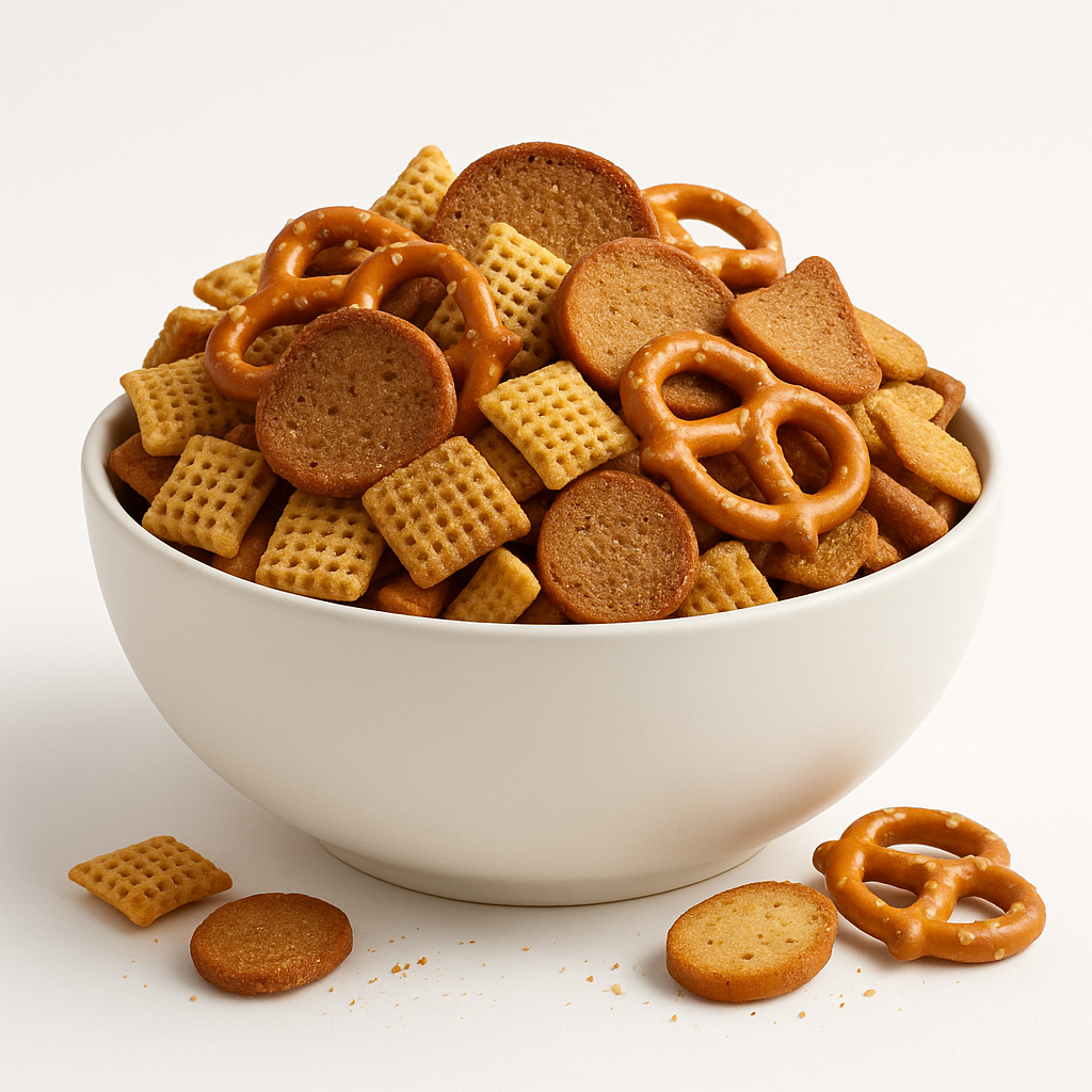 Snack mix in a bowl