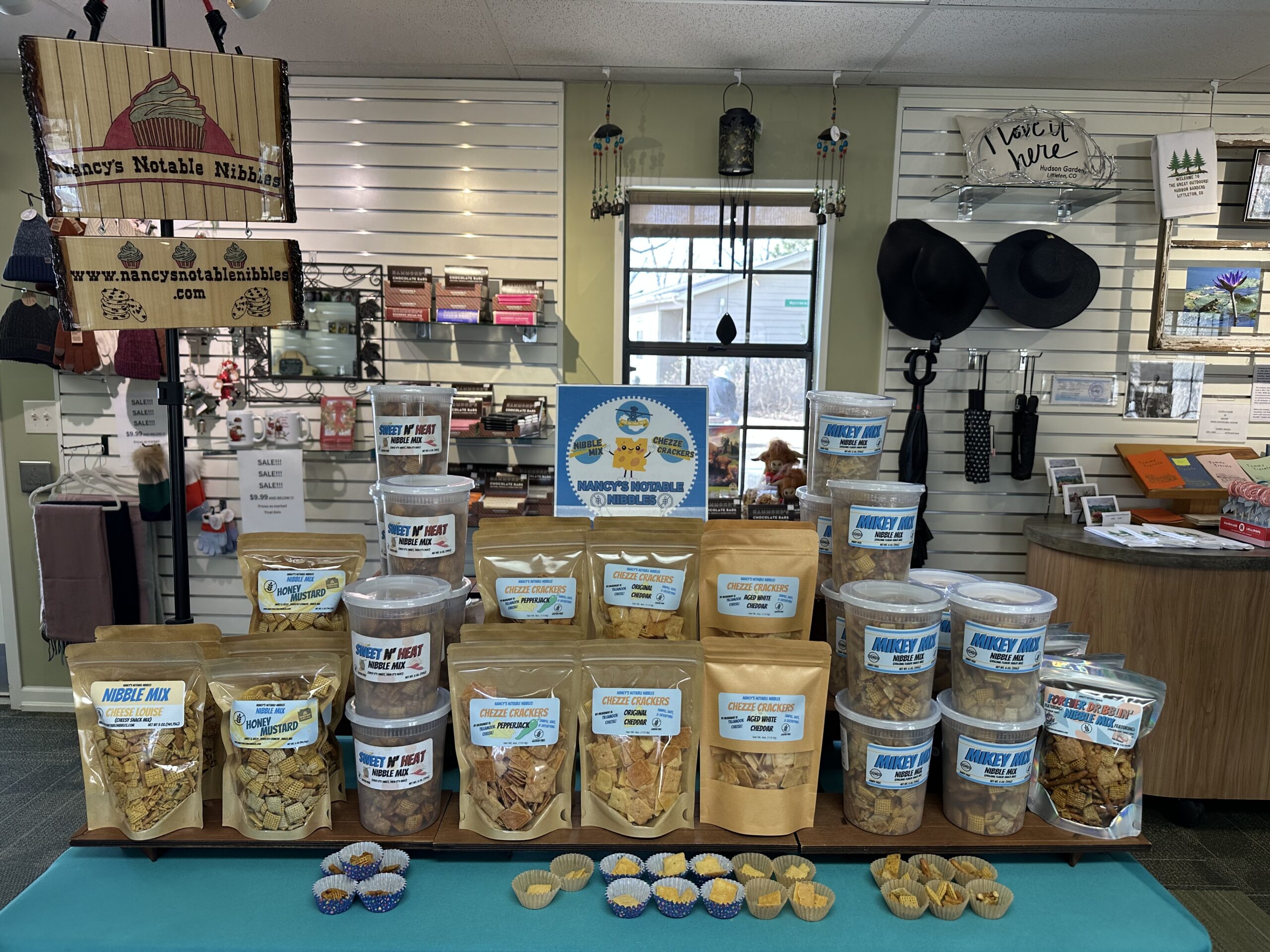 Display of snacks in Hudson Gardens gift shop