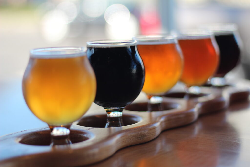 Unbranded flight of beer