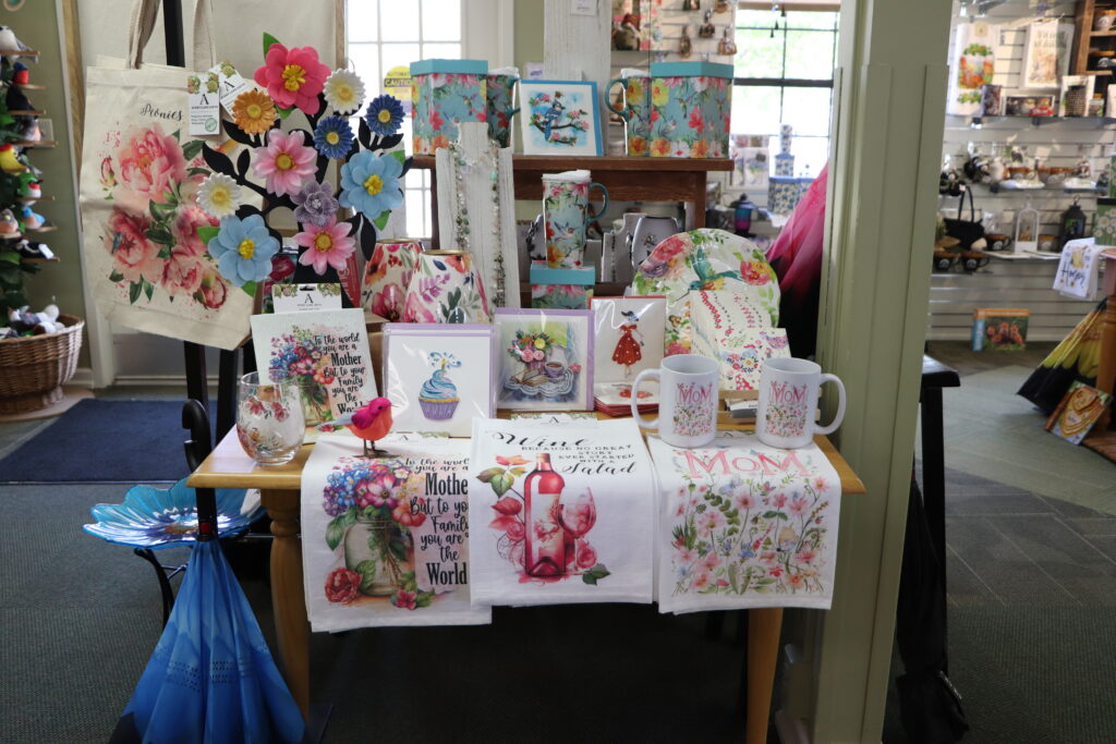 Table with Mother's Day merchandise