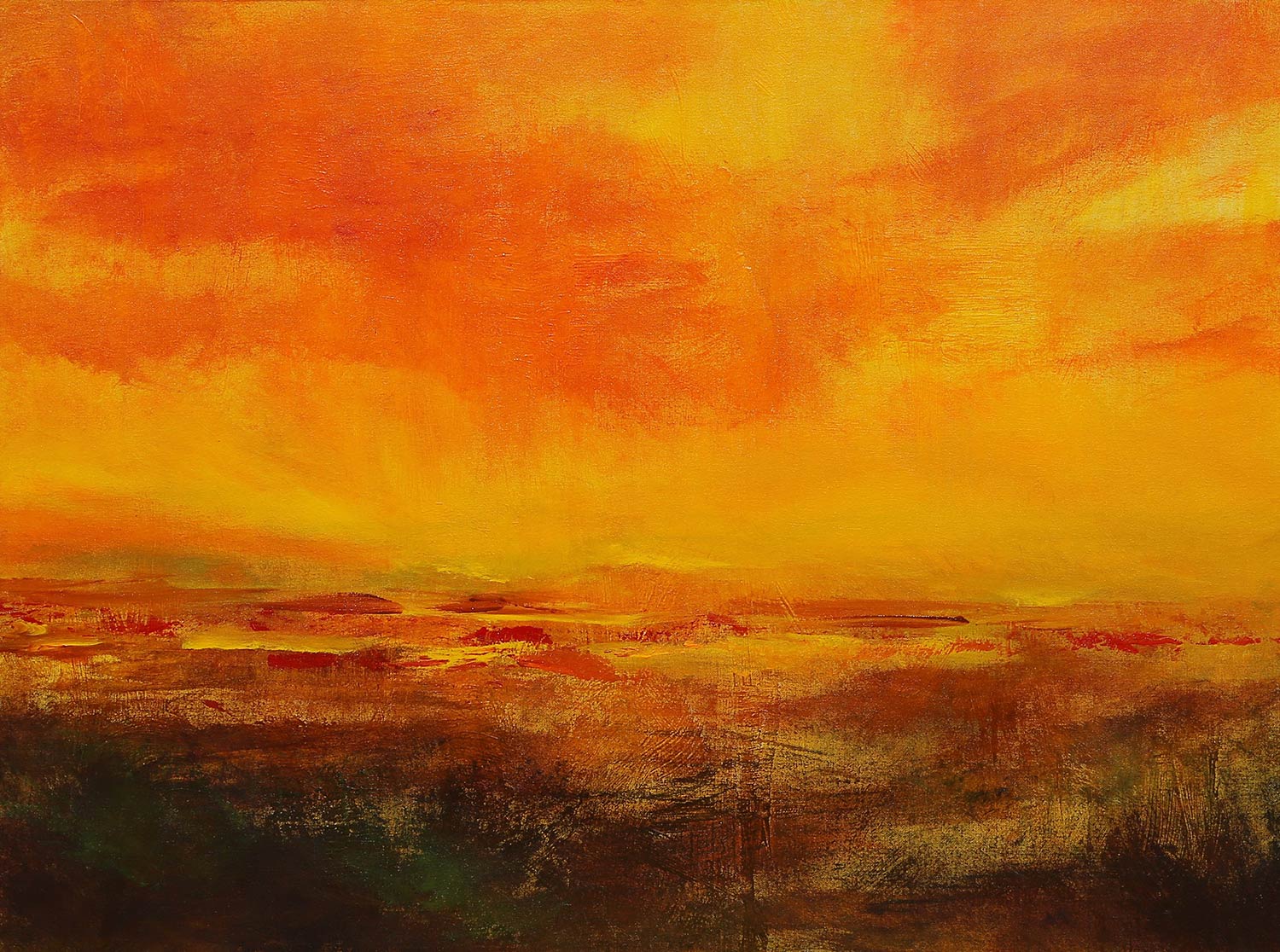 Warm acrylic landscape painting by Barbara Grogan