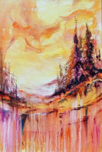 Painting of a cliff landscape by artist Barbara Grogan