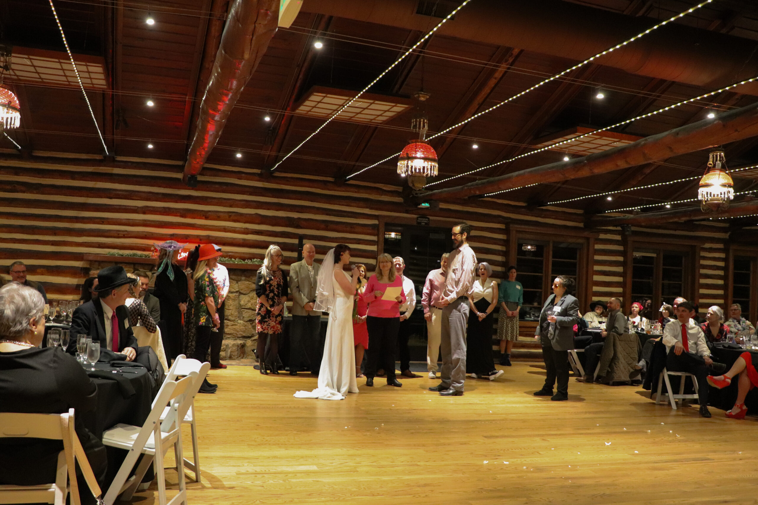 Interactive murder mystery dinner wedding performance at The Inn at Hudson Gardens